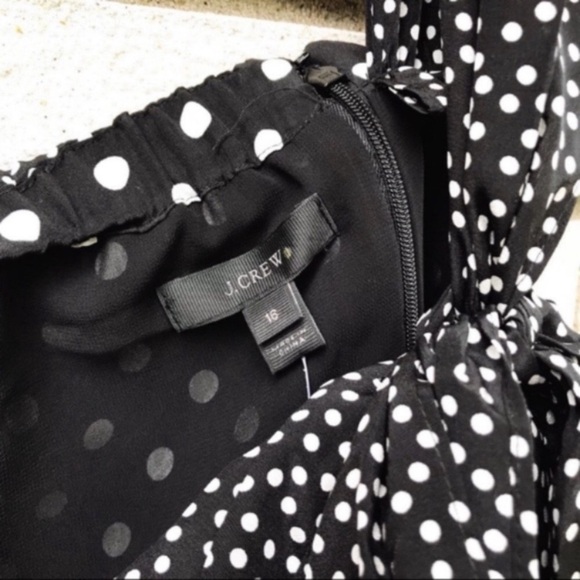 NWT J. Crew Silk One Shoulder Polka Dot Bow Top - Picture 5 of 8